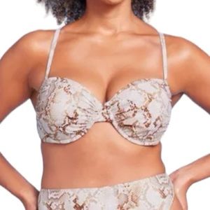 Snakeskin print light lift cross back bikini top size 38DD